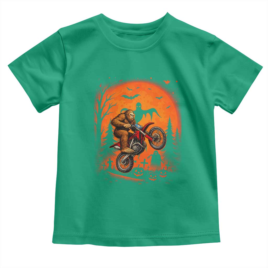 Bigfoot Dirt Bike Toddler T Shirt Sasquatch Halloween Creepy Biker - Wonder Print Shop