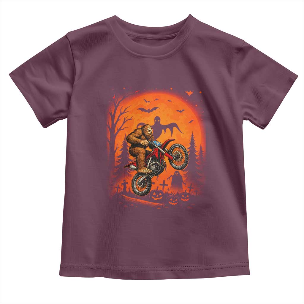 Bigfoot Dirt Bike Toddler T Shirt Sasquatch Halloween Creepy Biker - Wonder Print Shop