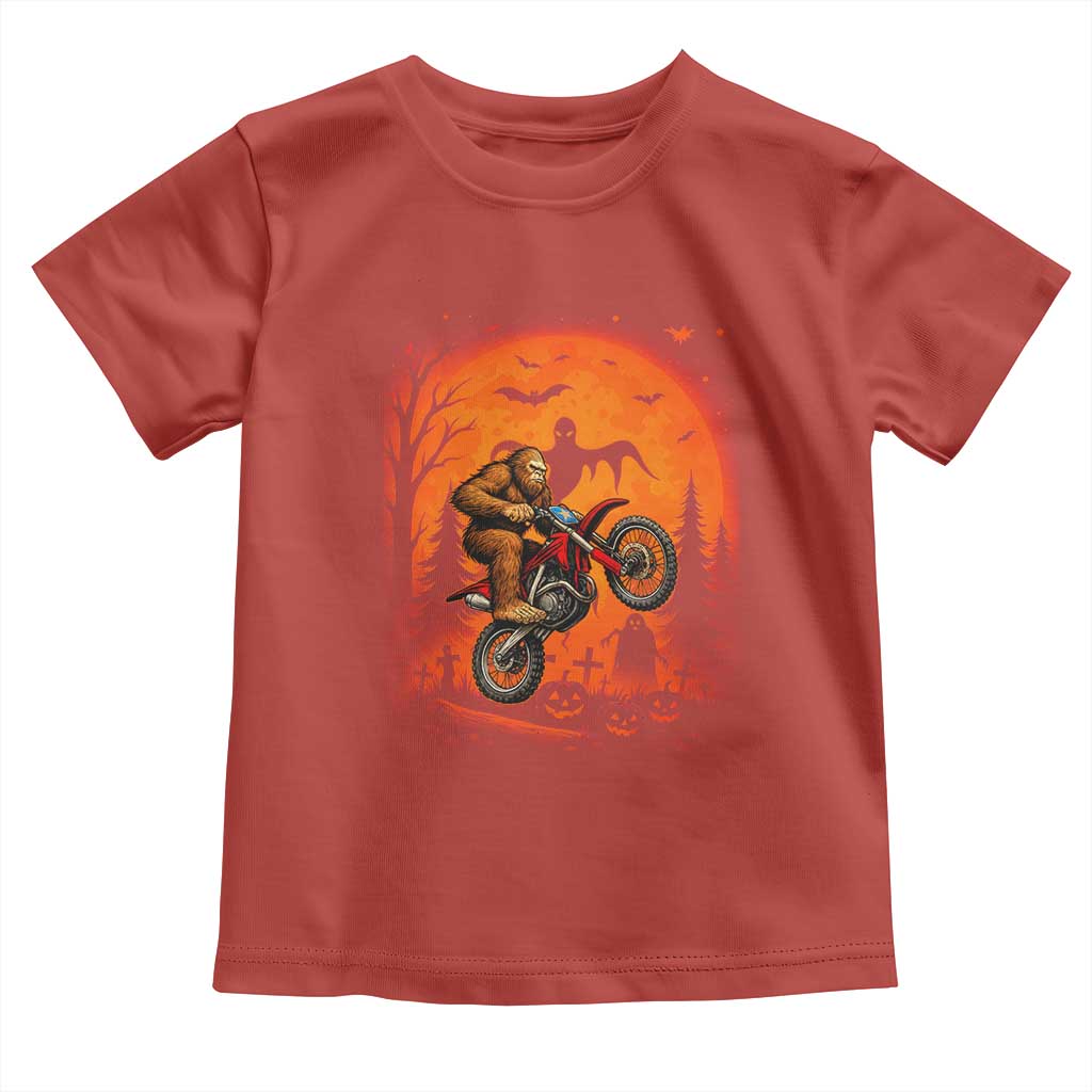 Bigfoot Dirt Bike Toddler T Shirt Sasquatch Halloween Creepy Biker - Wonder Print Shop