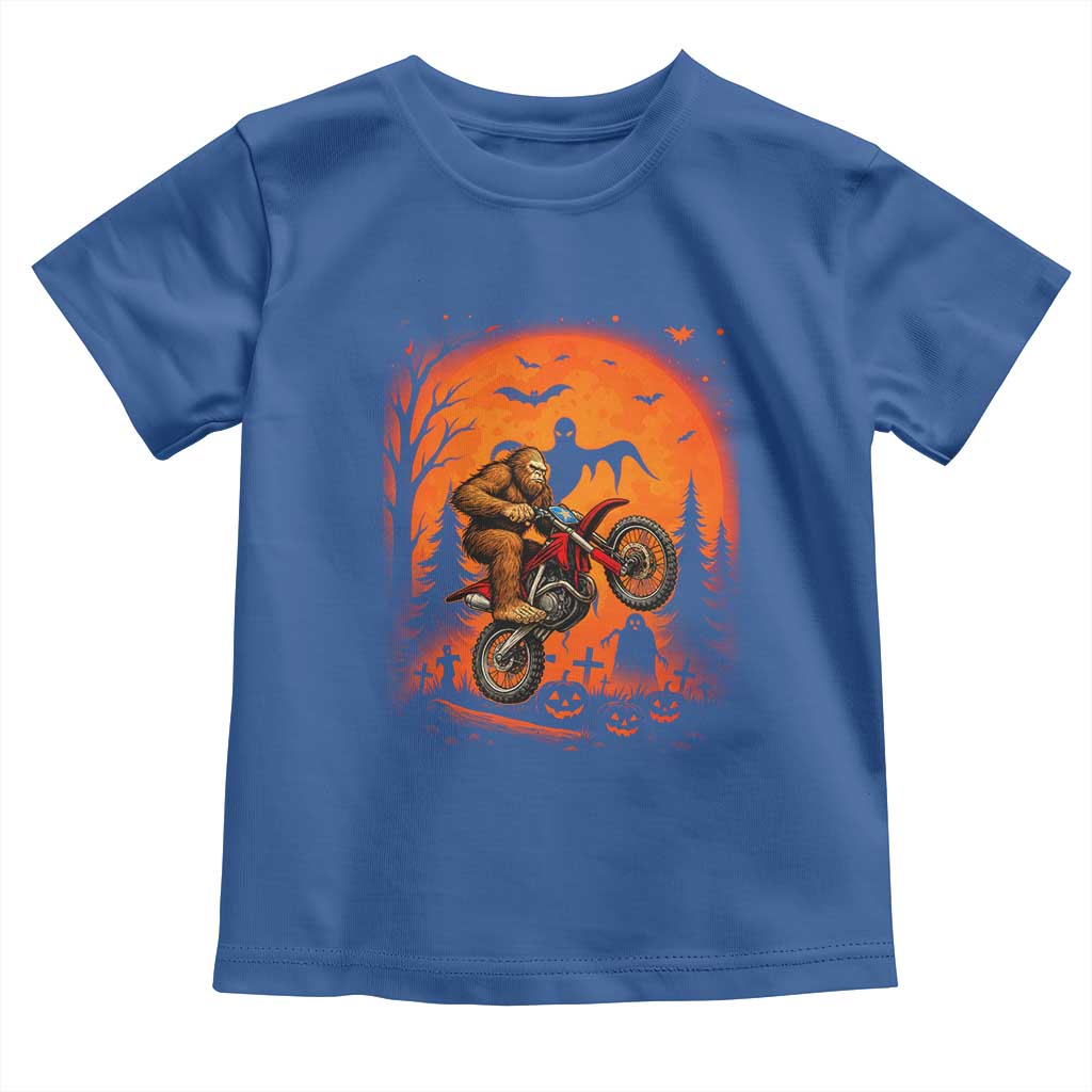 Bigfoot Dirt Bike Toddler T Shirt Sasquatch Halloween Creepy Biker - Wonder Print Shop