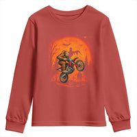 Bigfoot Dirt Bike Youth Sweatshirt Sasquatch Halloween Creepy Biker - Wonder Print Shop