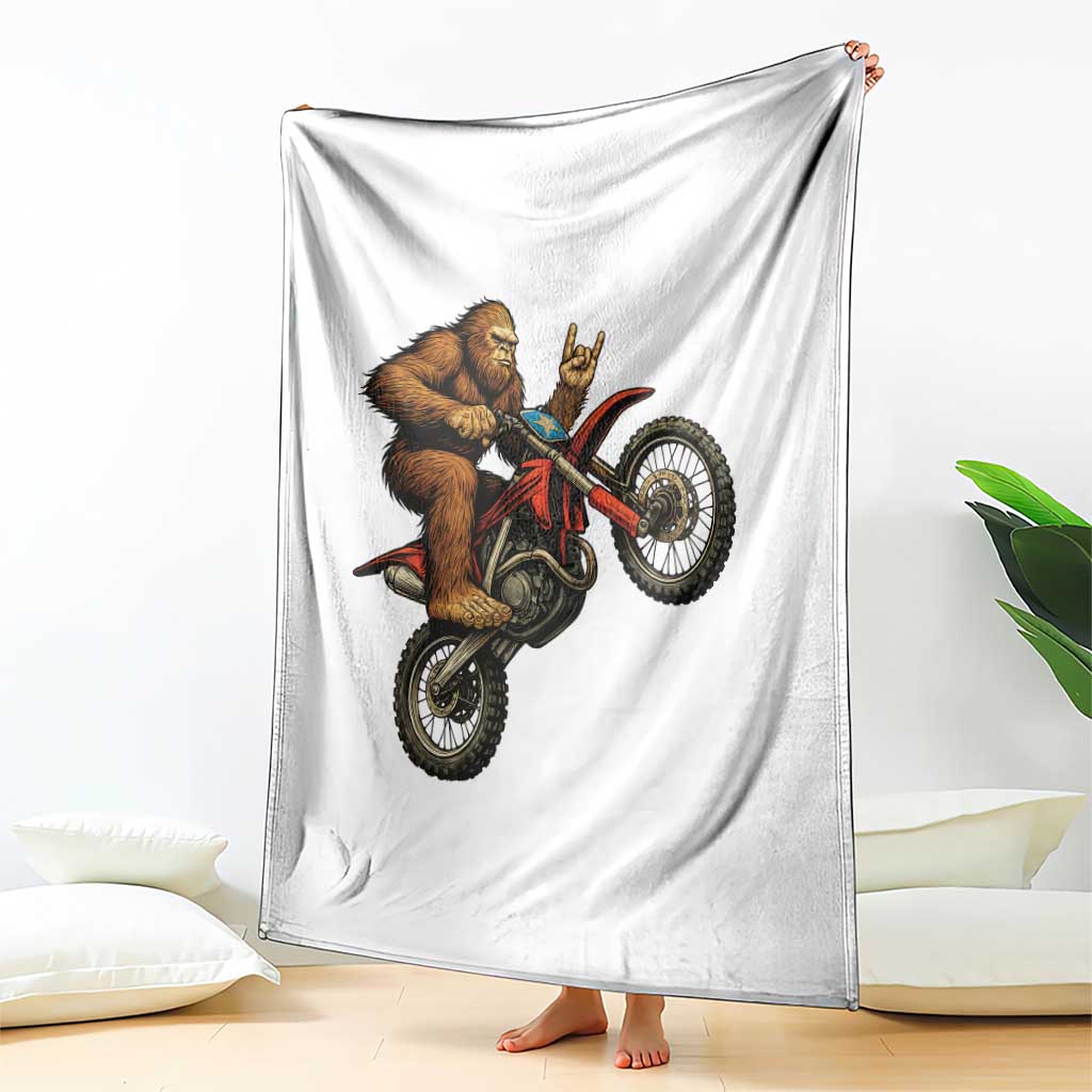 Bigfoot Dirt Bike Throw Blanket Motocross Sasquatch Rock On Hand - Wonder Print Shop