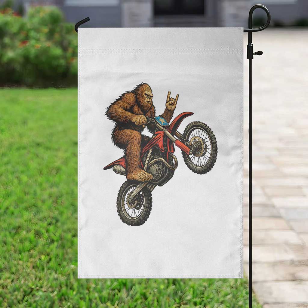 Bigfoot Dirt Bike Garden Flag Motocross Sasquatch Rock On Hand - Wonder Print Shop