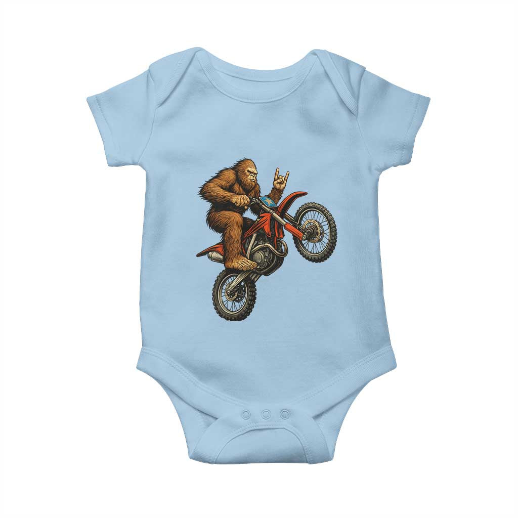 Bigfoot Dirt Bike Baby Onesie Motocross Sasquatch Rock On Hand - Wonder Print Shop