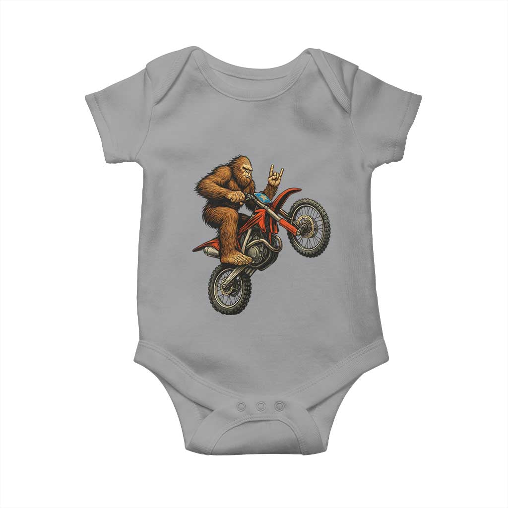 Bigfoot Dirt Bike Baby Onesie Motocross Sasquatch Rock On Hand - Wonder Print Shop