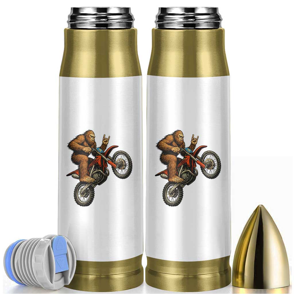 Bigfoot Dirt Bike Bullet Tumbler Motocross Sasquatch Rock On Hand
