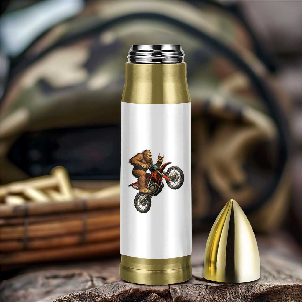 Bigfoot Dirt Bike Bullet Tumbler Motocross Sasquatch Rock On Hand