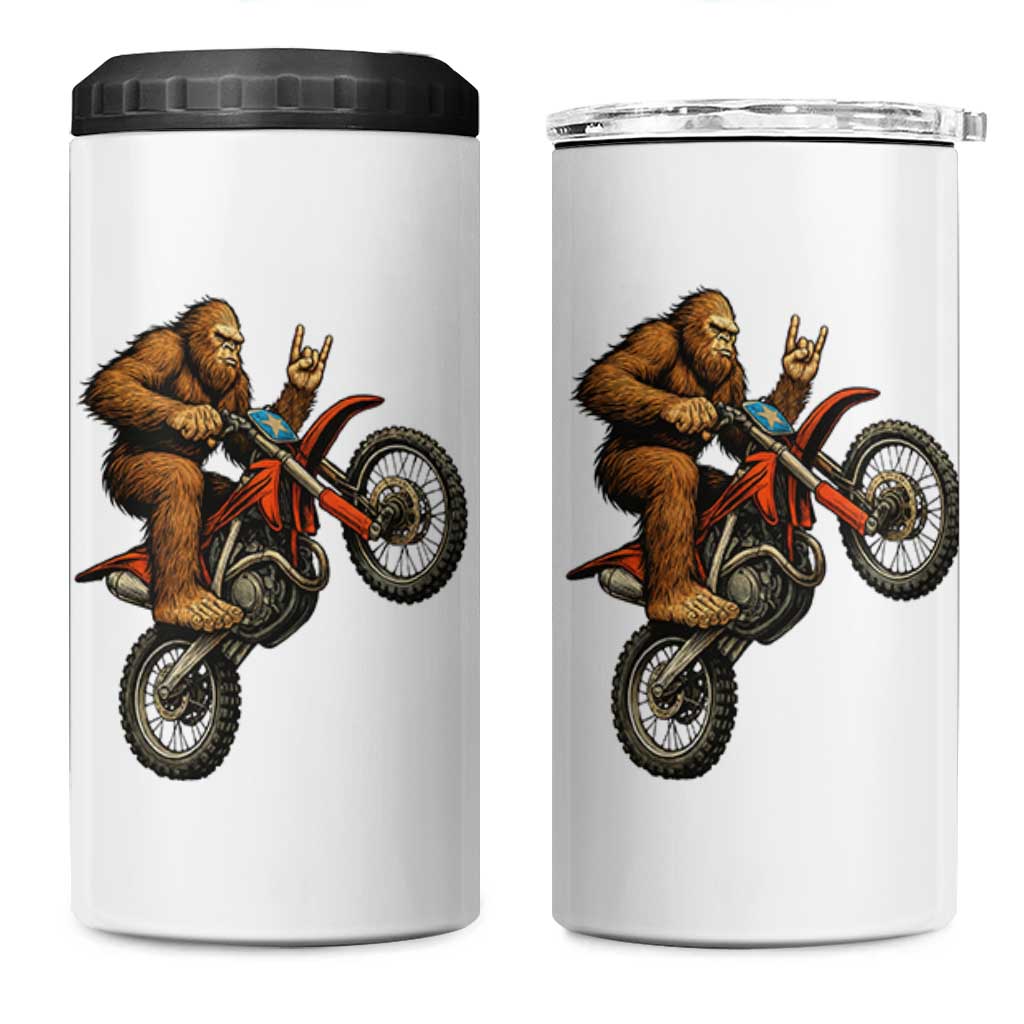 Bigfoot Dirt Bike 4 in 1 Can Cooler Tumbler Motocross Sasquatch Rock On Hand