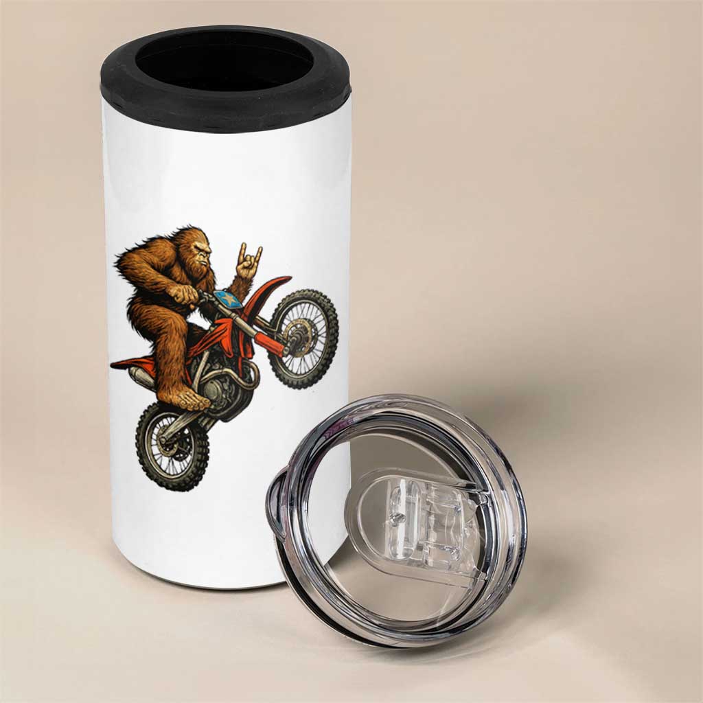 Bigfoot Dirt Bike 4 in 1 Can Cooler Tumbler Motocross Sasquatch Rock On Hand