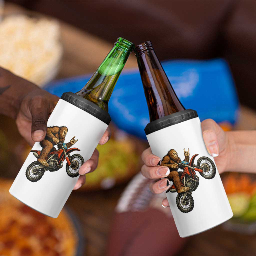 Bigfoot Dirt Bike 4 in 1 Can Cooler Tumbler Motocross Sasquatch Rock On Hand