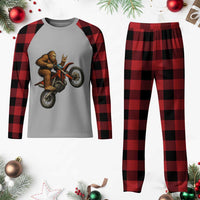 Bigfoot Dirt Bike Plaid Pajama Set Motocross Sasquatch Rock On Hand - Wonder Print Shop