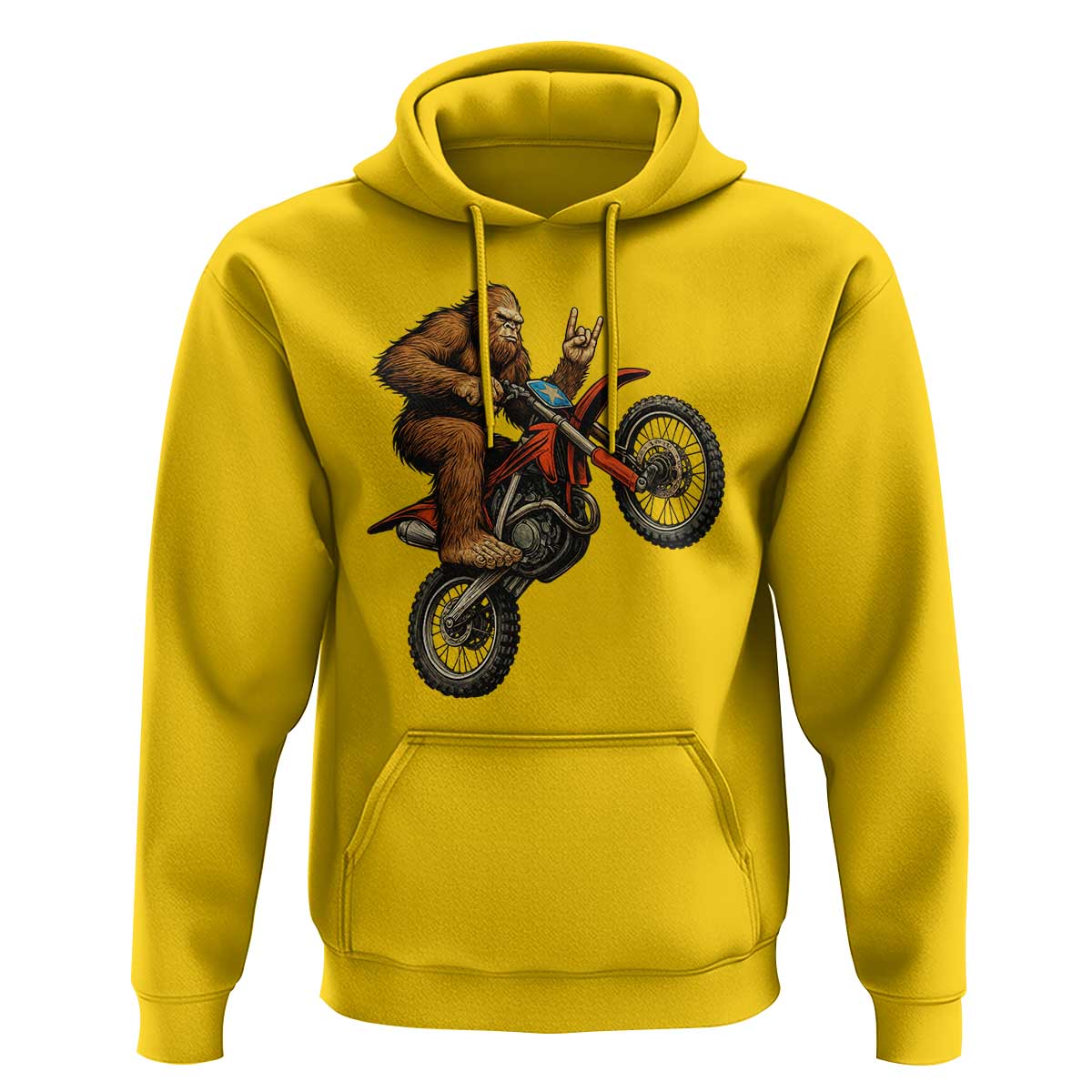 Bigfoot Dirt Bike Hoodie Motocross Sasquatch Rock On Hand - Wonder Print Shop