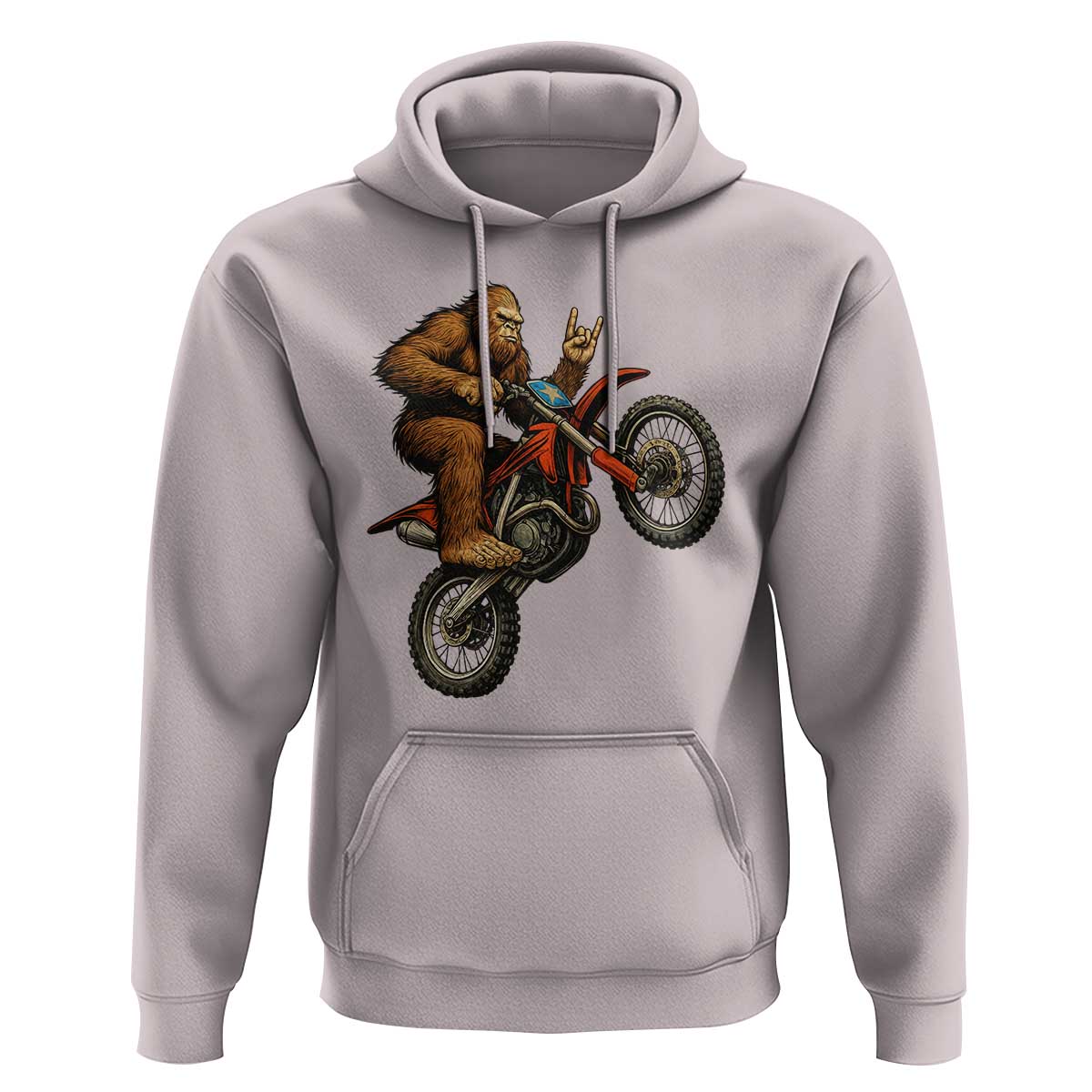 Bigfoot Dirt Bike Hoodie Motocross Sasquatch Rock On Hand - Wonder Print Shop