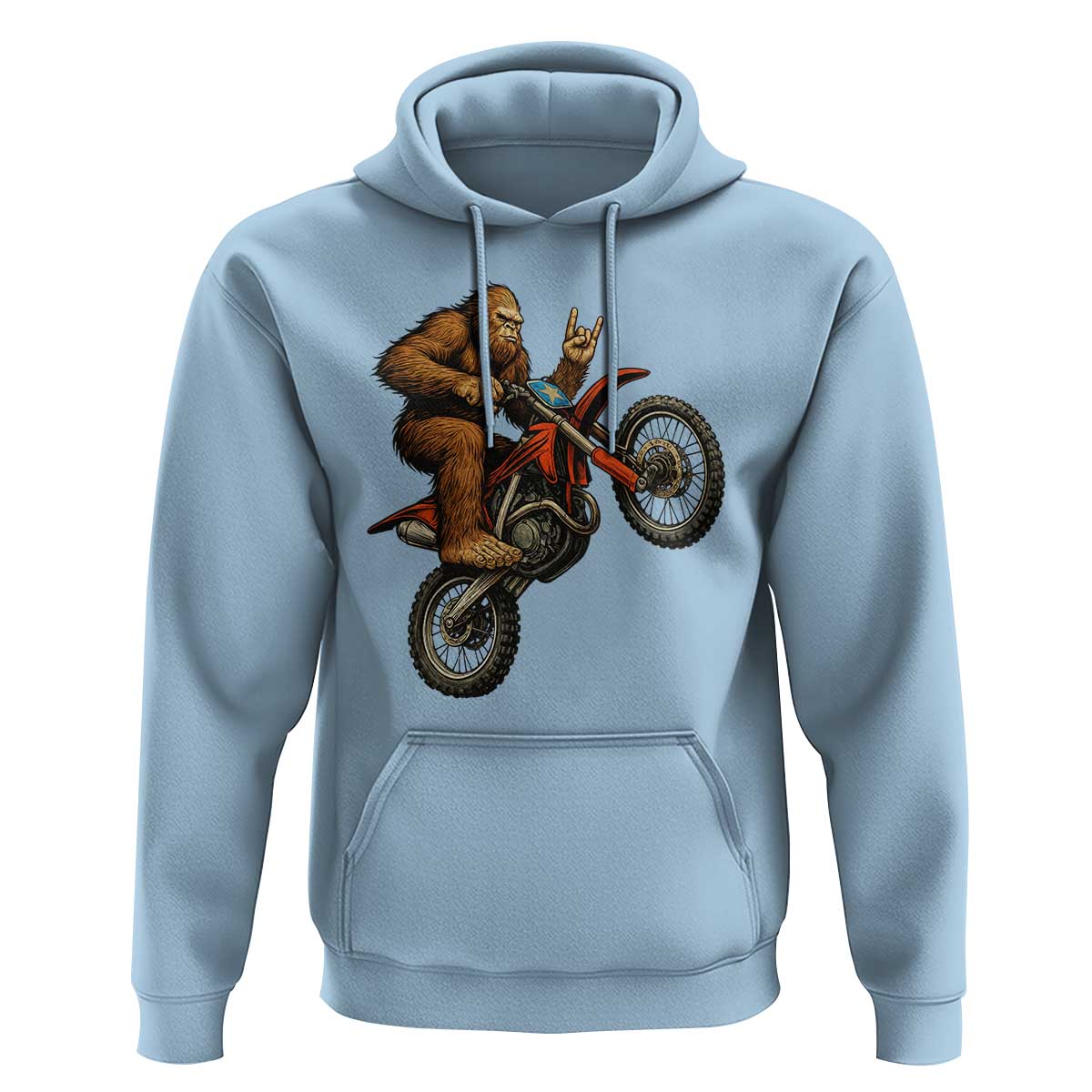 Bigfoot Dirt Bike Hoodie Motocross Sasquatch Rock On Hand - Wonder Print Shop