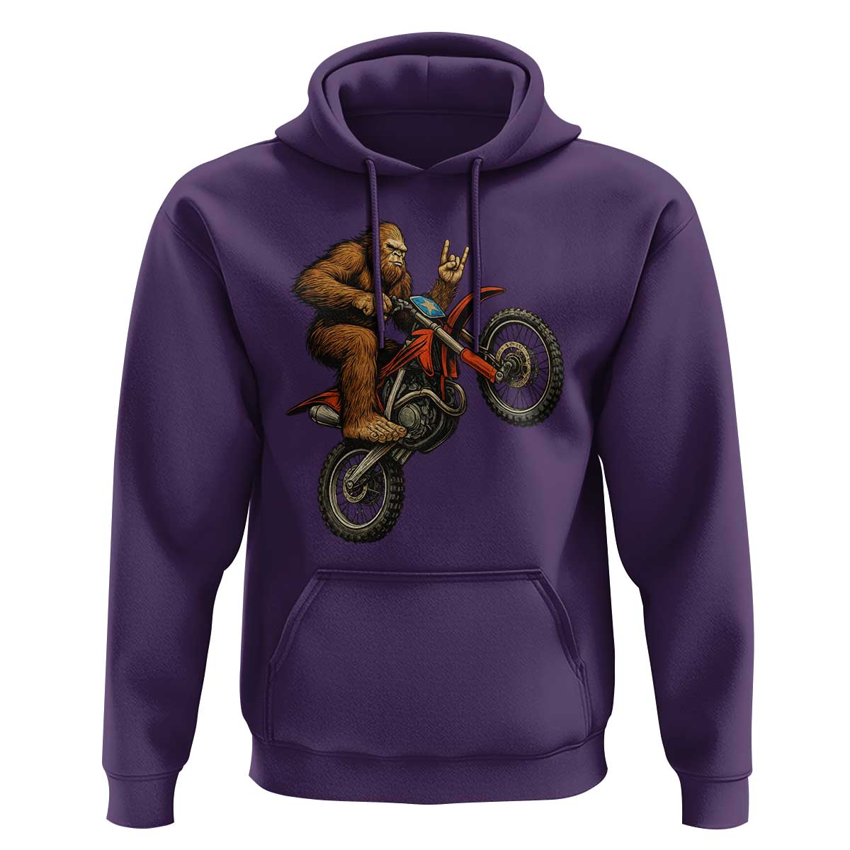 Bigfoot Dirt Bike Hoodie Motocross Sasquatch Rock On Hand - Wonder Print Shop