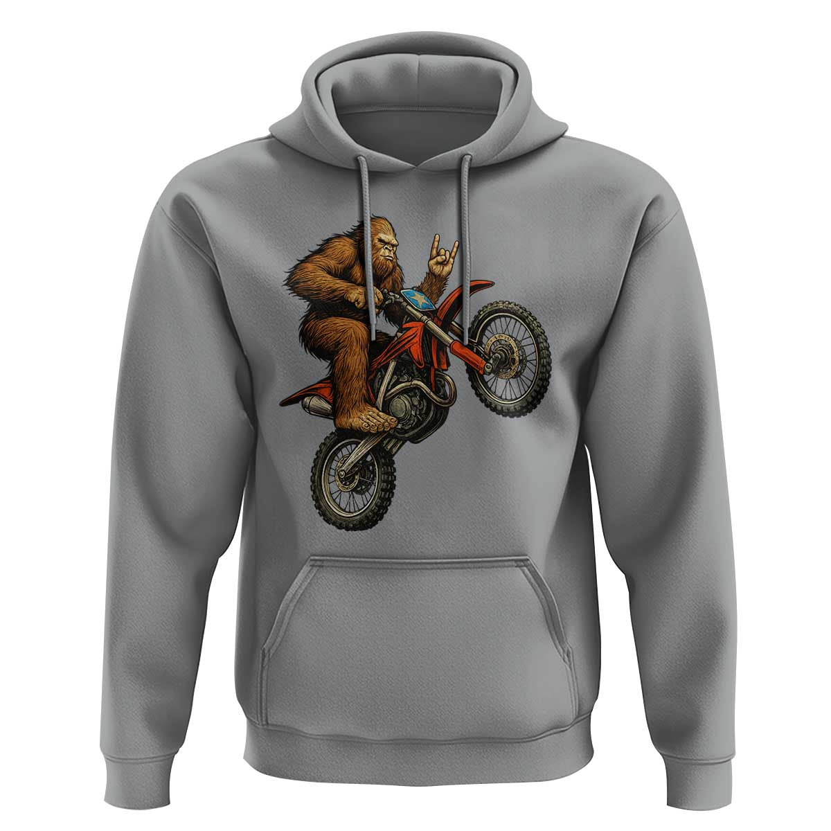Bigfoot Dirt Bike Hoodie Motocross Sasquatch Rock On Hand - Wonder Print Shop