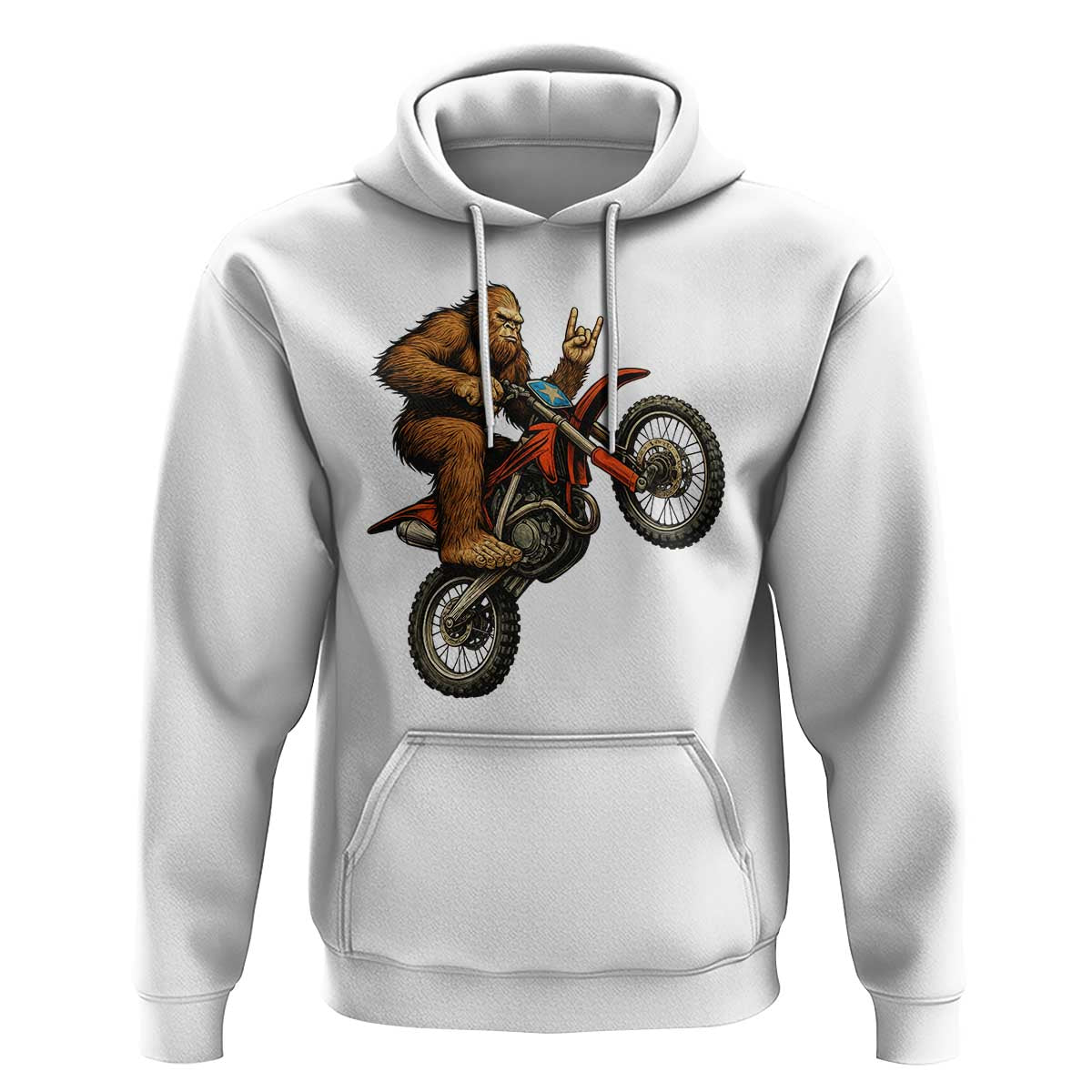 Bigfoot Dirt Bike Hoodie Motocross Sasquatch Rock On Hand - Wonder Print Shop