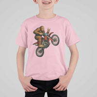 Bigfoot Dirt Bike T Shirt For Kid Motocross Sasquatch Rock On Hand - Wonder Print Shop