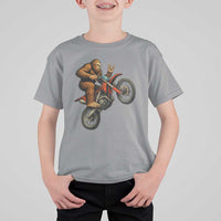 Bigfoot Dirt Bike T Shirt For Kid Motocross Sasquatch Rock On Hand - Wonder Print Shop