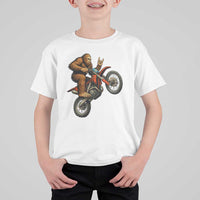 Bigfoot Dirt Bike T Shirt For Kid Motocross Sasquatch Rock On Hand - Wonder Print Shop