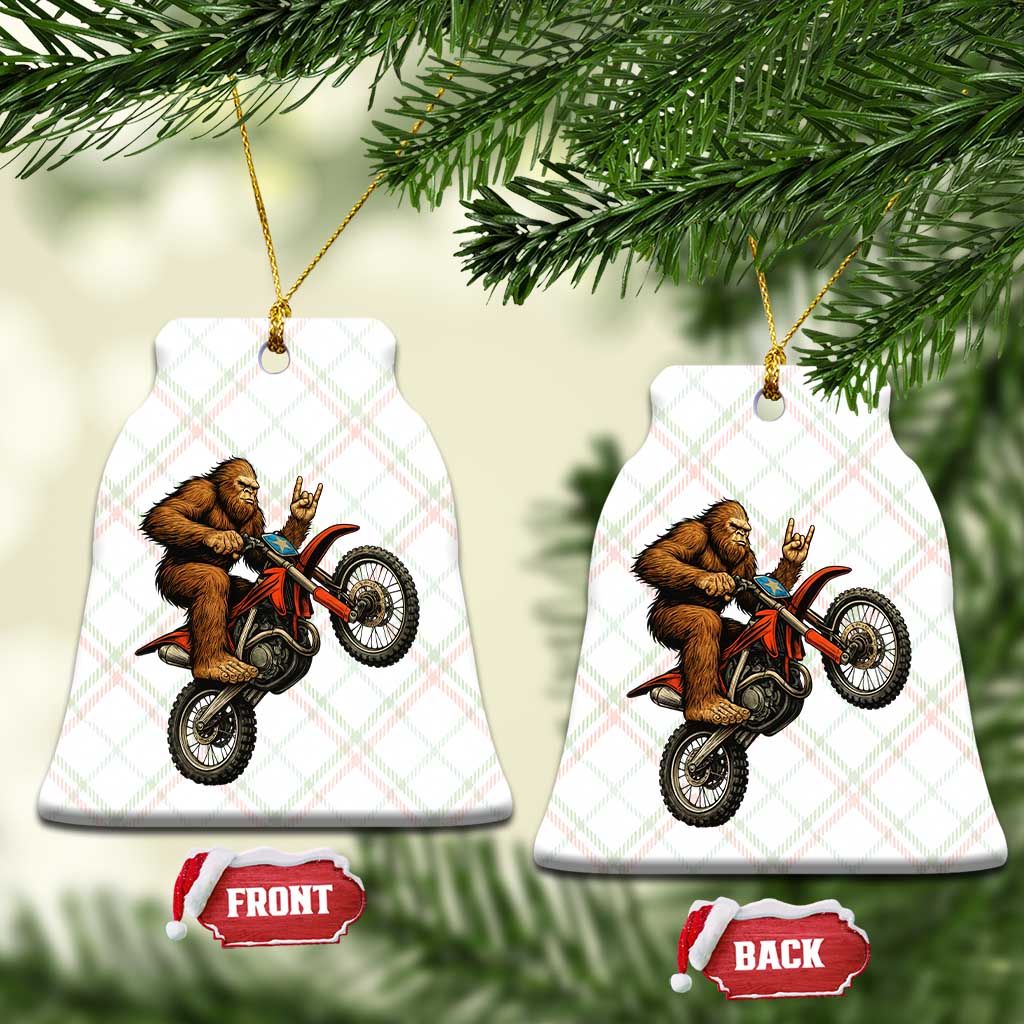 Bigfoot Dirt Bike Ceramic Ornament Motocross Sasquatch Rock On Hand - Wonder Print Shop