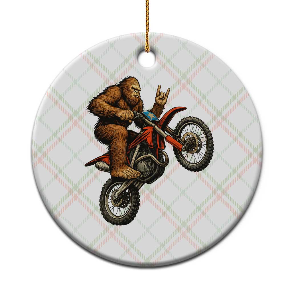 Bigfoot Dirt Bike Ceramic Ornament Motocross Sasquatch Rock On Hand - Wonder Print Shop