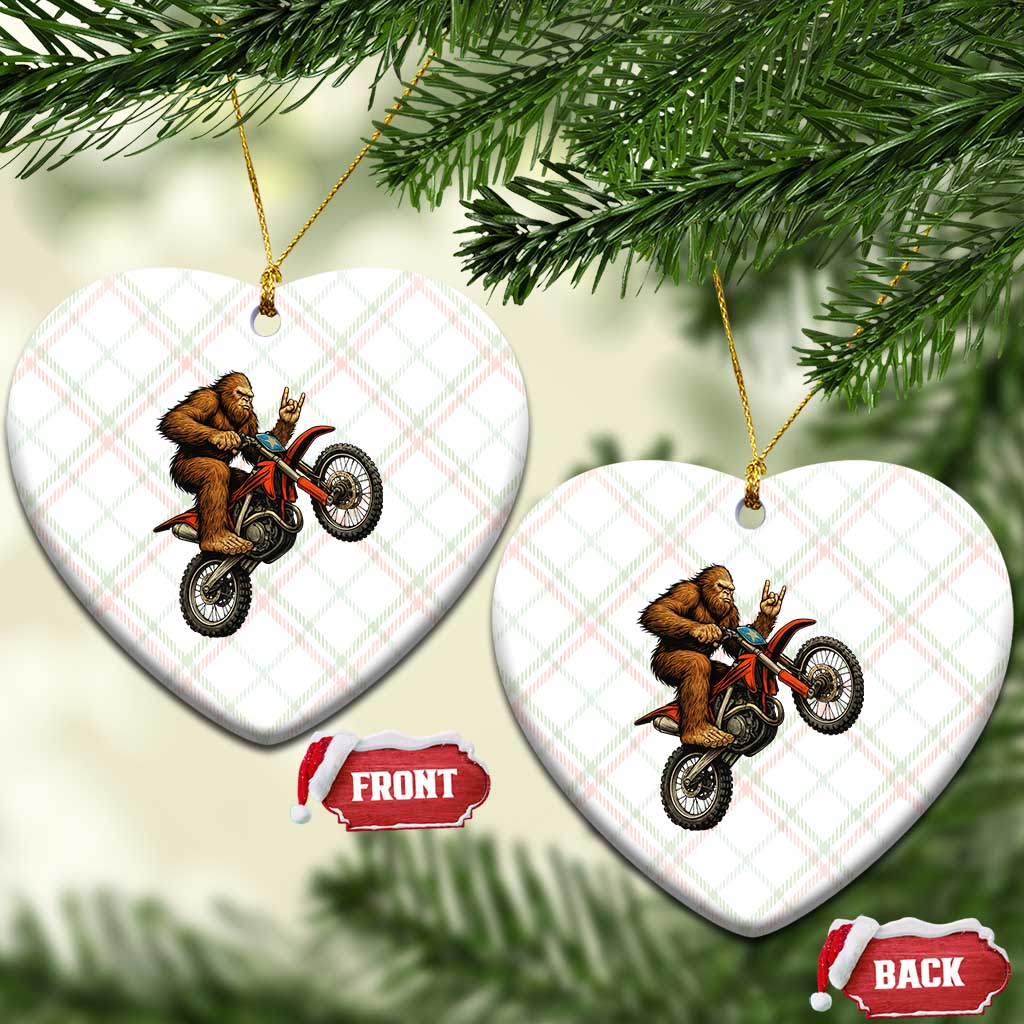 Bigfoot Dirt Bike Ceramic Ornament Motocross Sasquatch Rock On Hand - Wonder Print Shop
