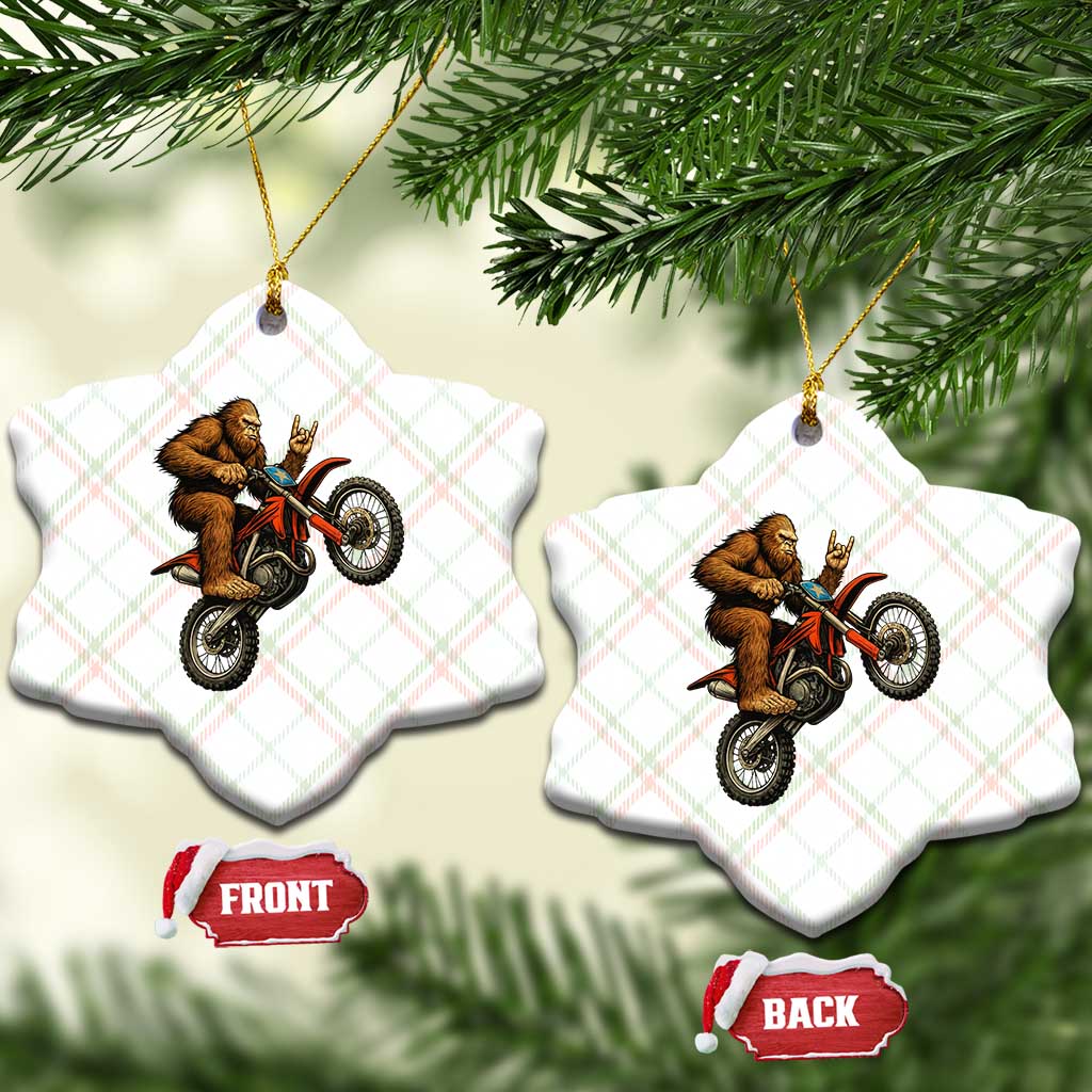 Bigfoot Dirt Bike Ceramic Ornament Motocross Sasquatch Rock On Hand - Wonder Print Shop