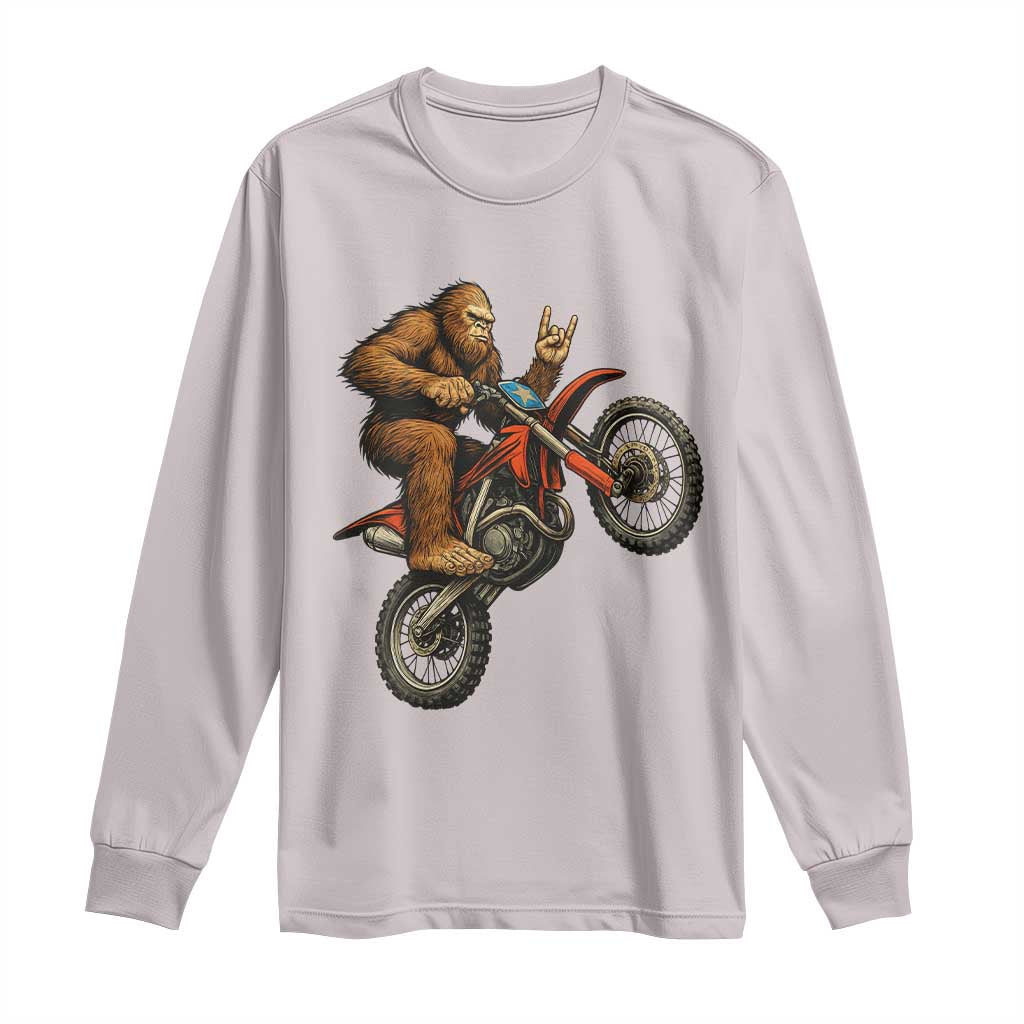 Bigfoot Dirt Bike Long Sleeve Shirt Motocross Sasquatch Rock On Hand - Wonder Print Shop