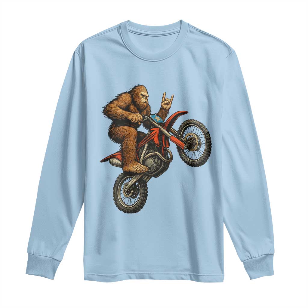Bigfoot Dirt Bike Long Sleeve Shirt Motocross Sasquatch Rock On Hand - Wonder Print Shop