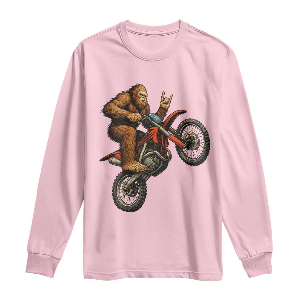 Bigfoot Dirt Bike Long Sleeve Shirt Motocross Sasquatch Rock On Hand - Wonder Print Shop