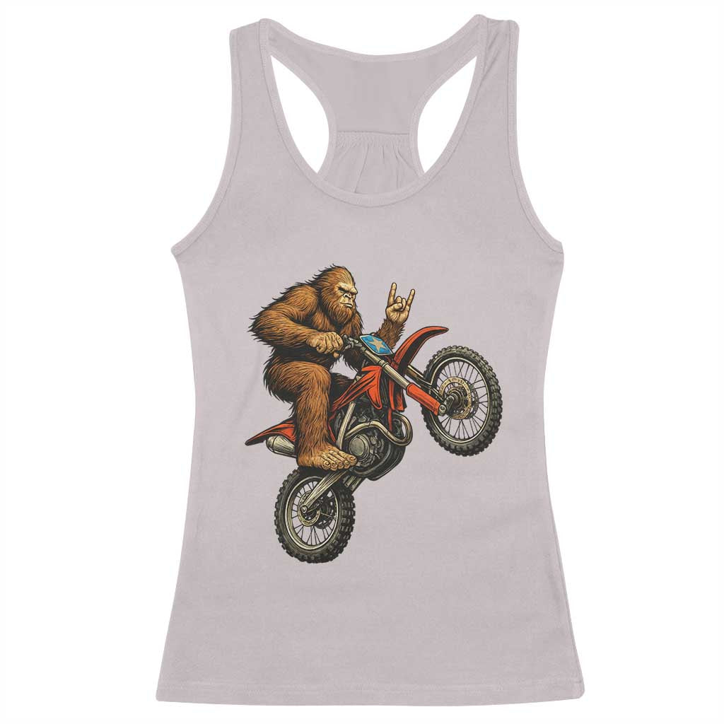 Bigfoot Dirt Bike Racerback Tank Top Motocross Sasquatch Rock On Hand - Wonder Print Shop