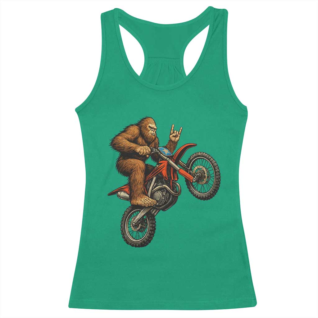 Bigfoot Dirt Bike Racerback Tank Top Motocross Sasquatch Rock On Hand - Wonder Print Shop