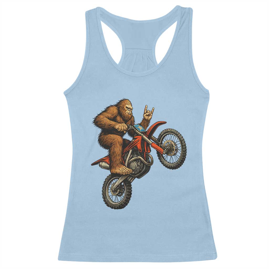Bigfoot Dirt Bike Racerback Tank Top Motocross Sasquatch Rock On Hand - Wonder Print Shop