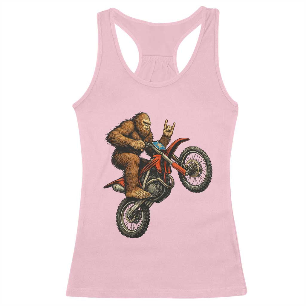 Bigfoot Dirt Bike Racerback Tank Top Motocross Sasquatch Rock On Hand - Wonder Print Shop