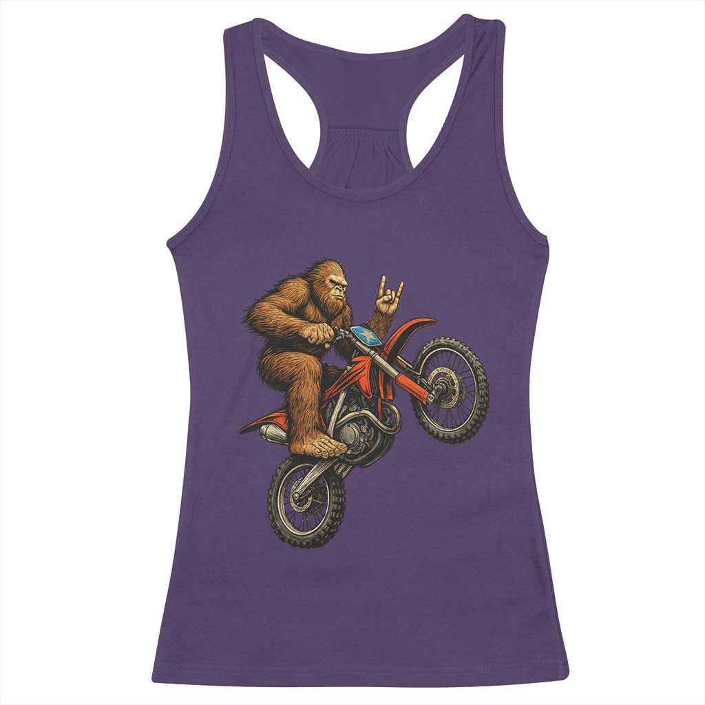 Bigfoot Dirt Bike Racerback Tank Top Motocross Sasquatch Rock On Hand - Wonder Print Shop