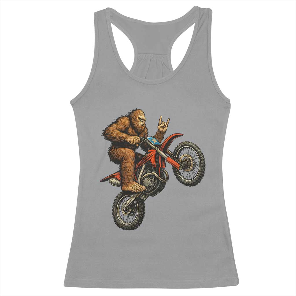 Bigfoot Dirt Bike Racerback Tank Top Motocross Sasquatch Rock On Hand - Wonder Print Shop