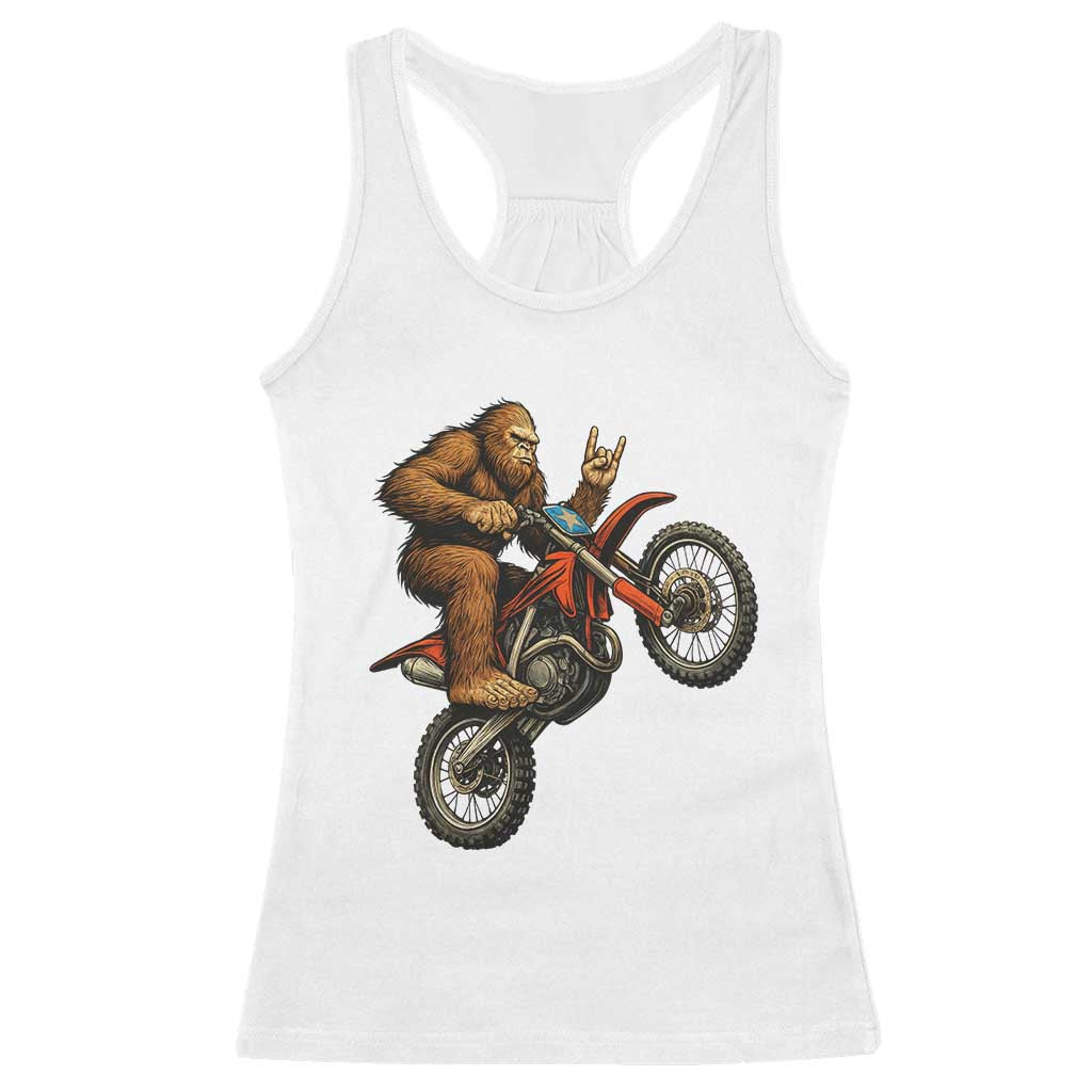 Bigfoot Dirt Bike Racerback Tank Top Motocross Sasquatch Rock On Hand - Wonder Print Shop