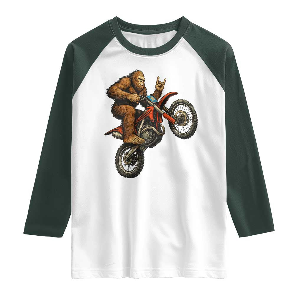 Bigfoot Dirt Bike Raglan Shirt Motocross Sasquatch Rock On Hand - Wonder Print Shop