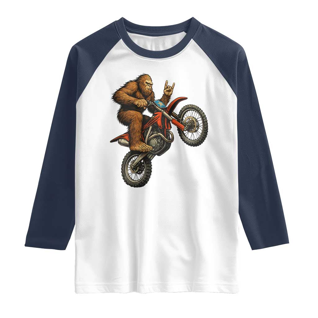 Bigfoot Dirt Bike Raglan Shirt Motocross Sasquatch Rock On Hand - Wonder Print Shop