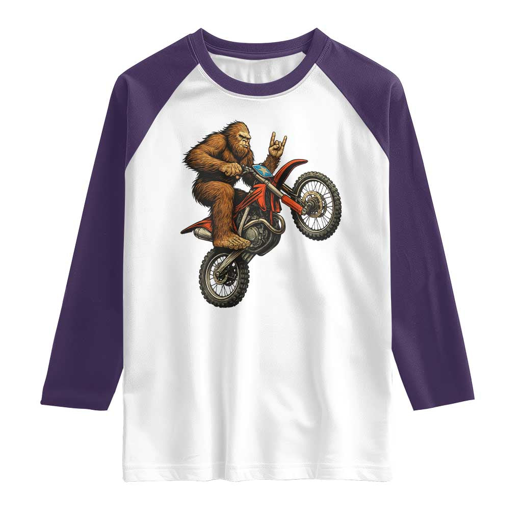 Bigfoot Dirt Bike Raglan Shirt Motocross Sasquatch Rock On Hand - Wonder Print Shop