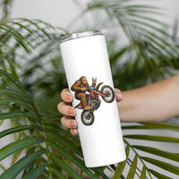 Bigfoot Dirt Bike Skinny Tumbler Motocross Sasquatch Rock On Hand