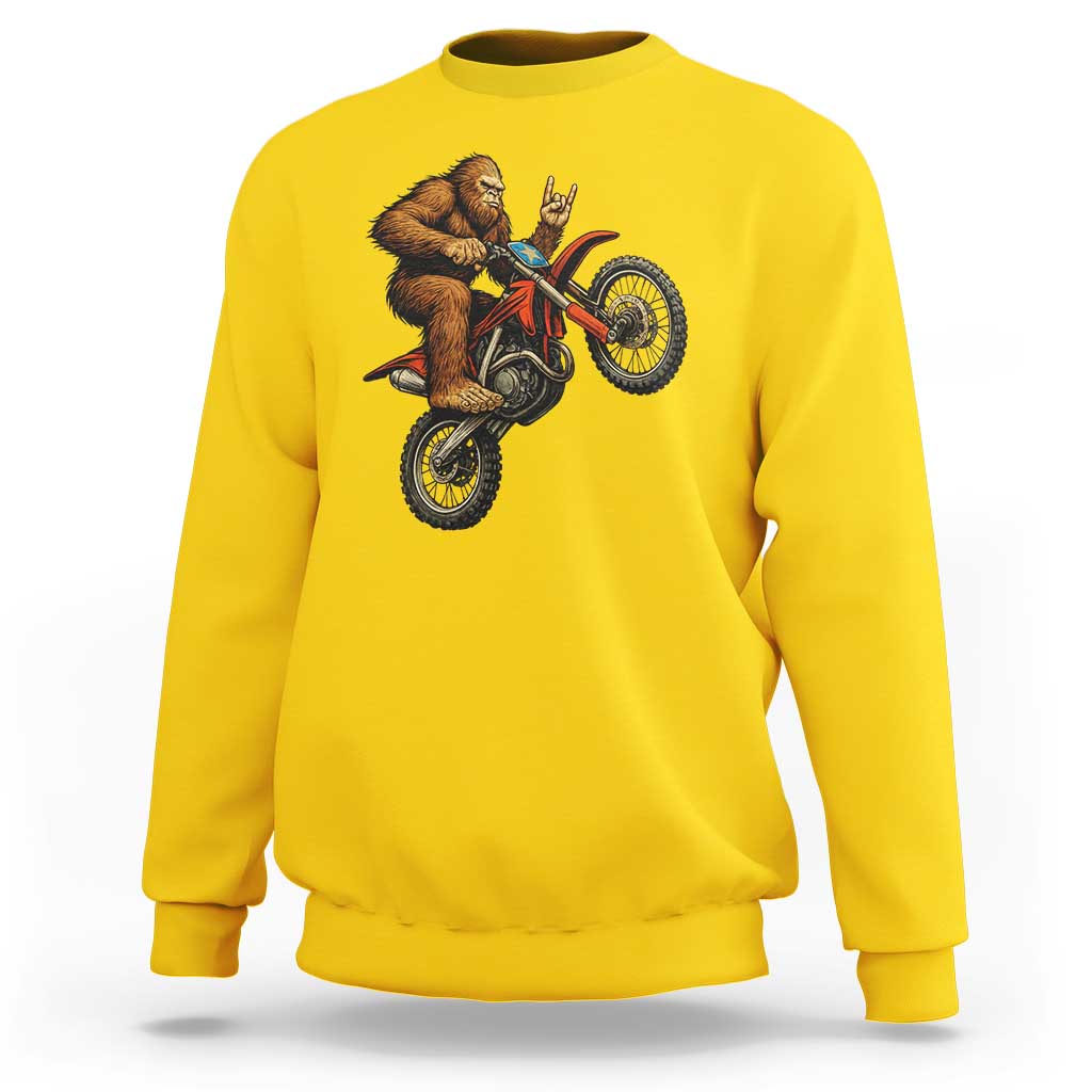 Bigfoot Dirt Bike Sweatshirt Motocross Sasquatch Rock On Hand - Wonder Print Shop