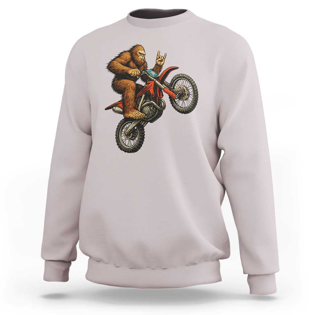 Bigfoot Dirt Bike Sweatshirt Motocross Sasquatch Rock On Hand - Wonder Print Shop