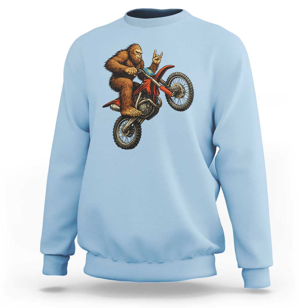 Bigfoot Dirt Bike Sweatshirt Motocross Sasquatch Rock On Hand - Wonder Print Shop