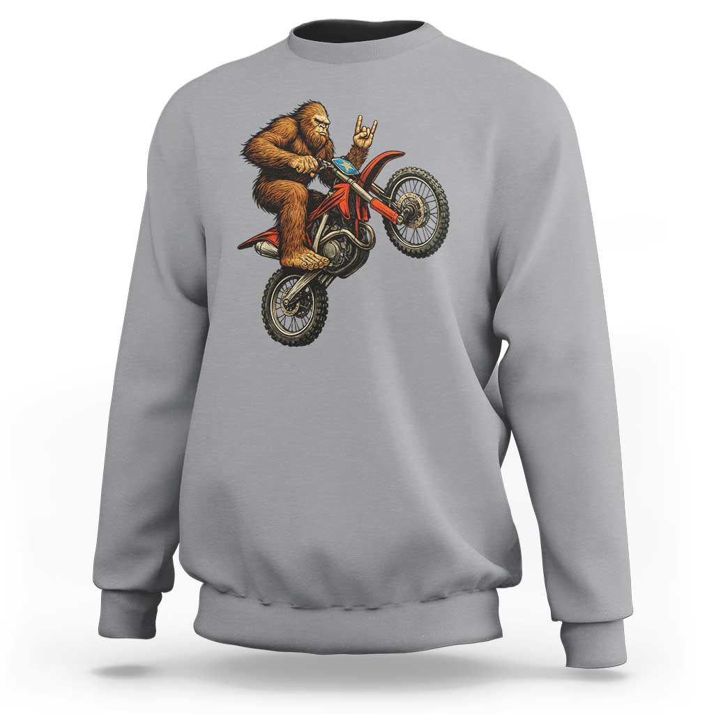 Bigfoot Dirt Bike Sweatshirt Motocross Sasquatch Rock On Hand - Wonder Print Shop