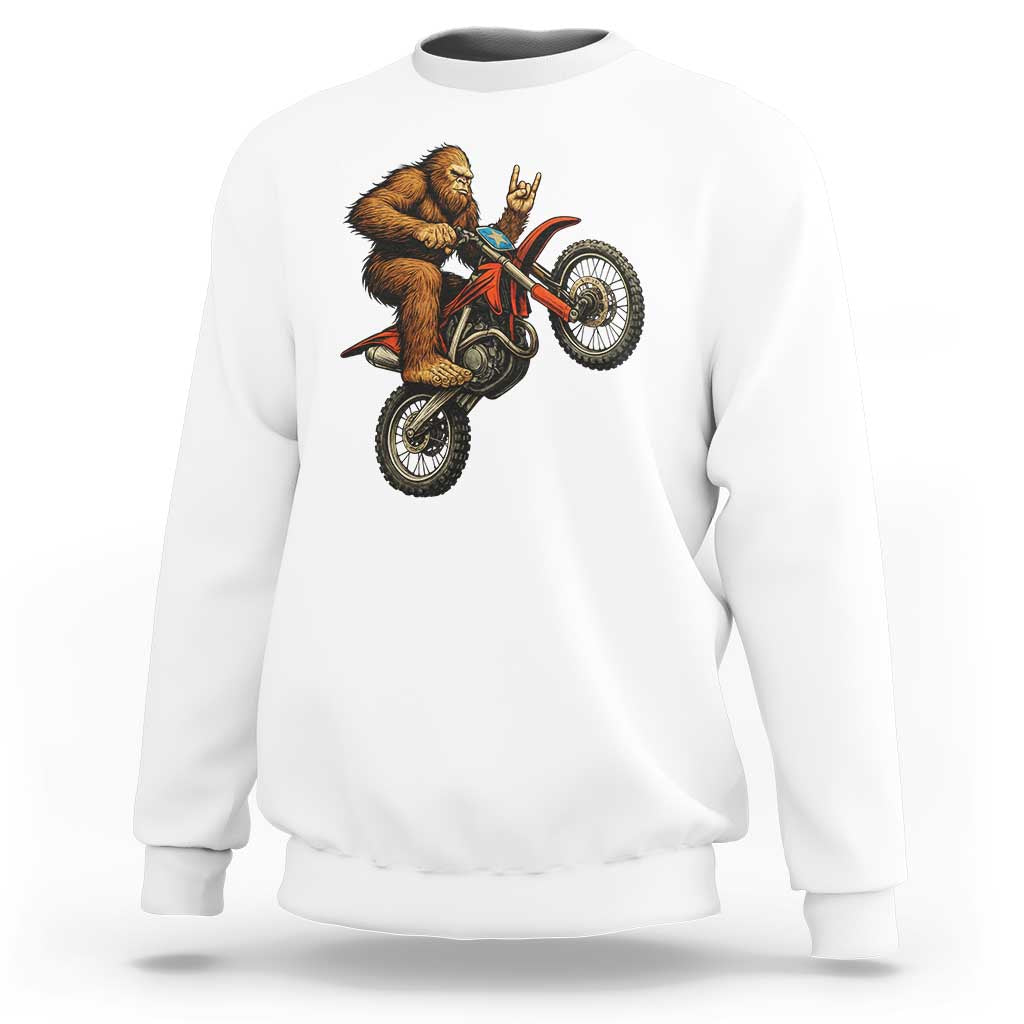 Bigfoot Dirt Bike Sweatshirt Motocross Sasquatch Rock On Hand - Wonder Print Shop