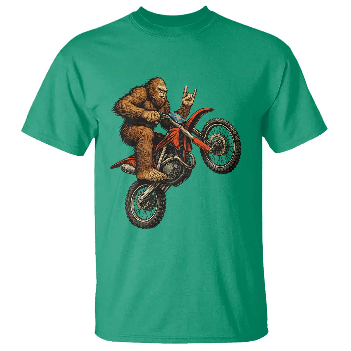 Bigfoot Dirt Bike T Shirt Motocross Sasquatch Rock On Hand - Wonder Print Shop