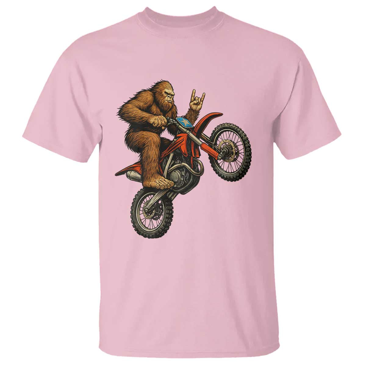 Bigfoot Dirt Bike T Shirt Motocross Sasquatch Rock On Hand - Wonder Print Shop