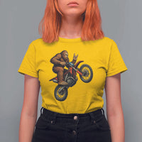 Bigfoot Dirt Bike T Shirt For Women Motocross Sasquatch Rock On Hand - Wonder Print Shop